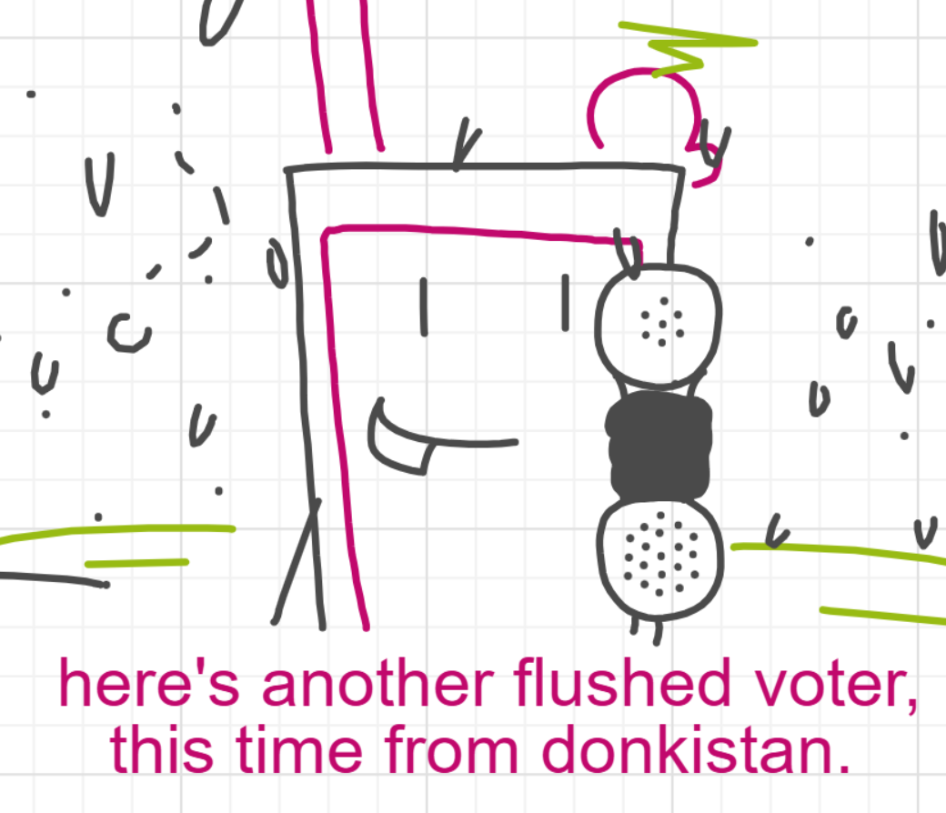 A panel from I've Been Everywhere, Man, episode nine of the Board Boards object show by Furretwalk/WalkingFurret.